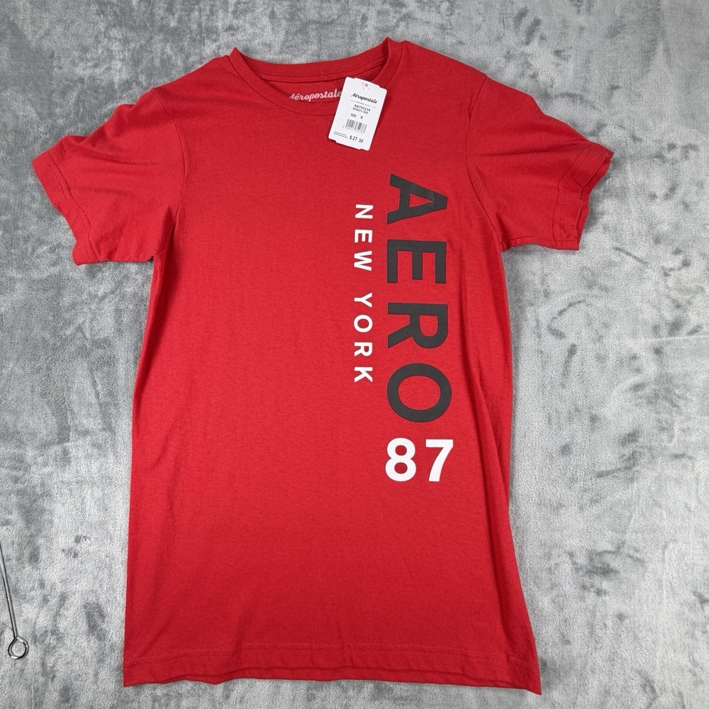 NWT Aeropostale Men's Small Red AERO New York 87 Graphic T-Shirt